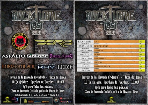 Rocktubre Fest Cartel y Horarios junto